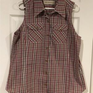 Bit and Bridle Sleeveless Plaid Shirt Size XL